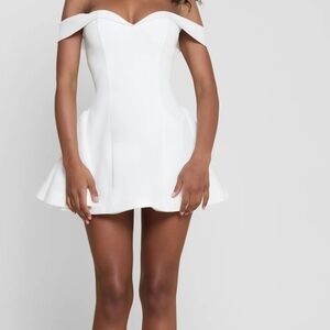 LEAU RAQUEL BABYDOLL CORSET MINI DRESS - WHITE L